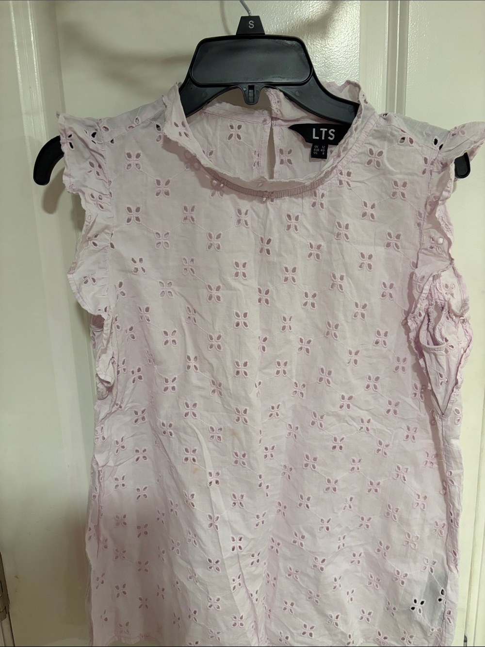 long tall sally Light Pink Eyelet Ruffle Sleeve Blouse